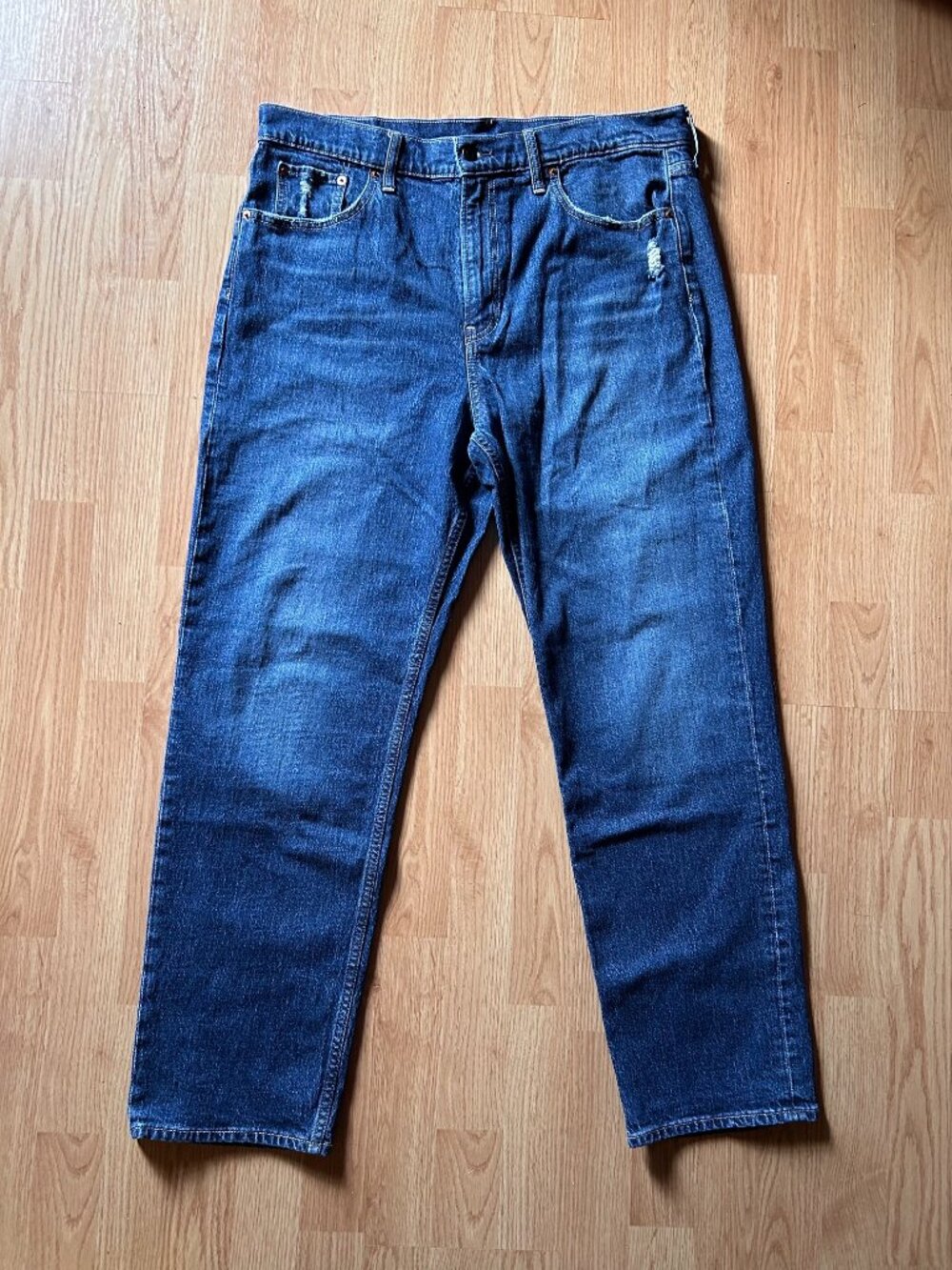 Gap Sky High Straight Jeans Women’s 33 / 16R Distressed Blue Denim